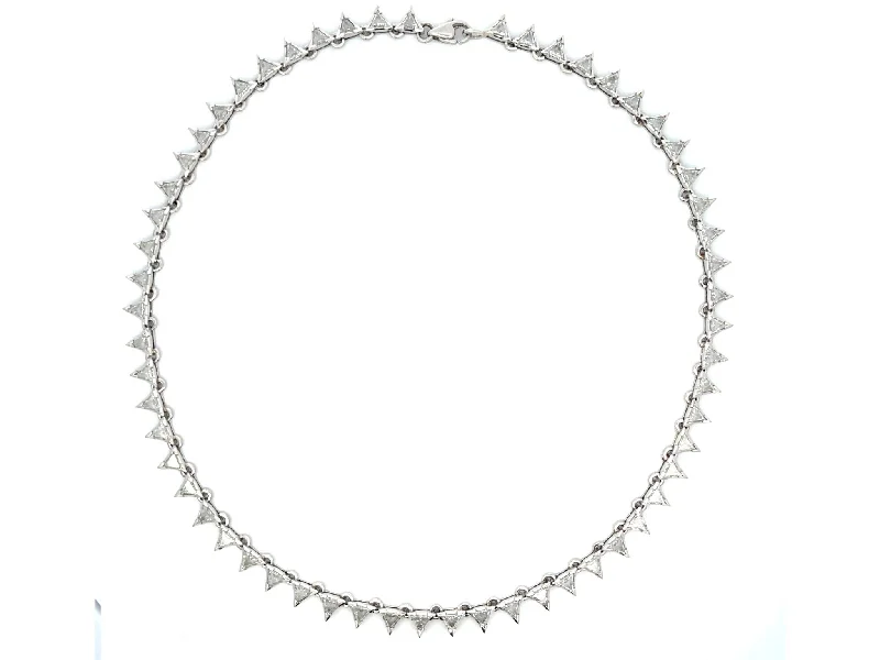 women's necklaces classic pearl -Trillion 9.72 ctw Diamond Choker Necklace In Platinum