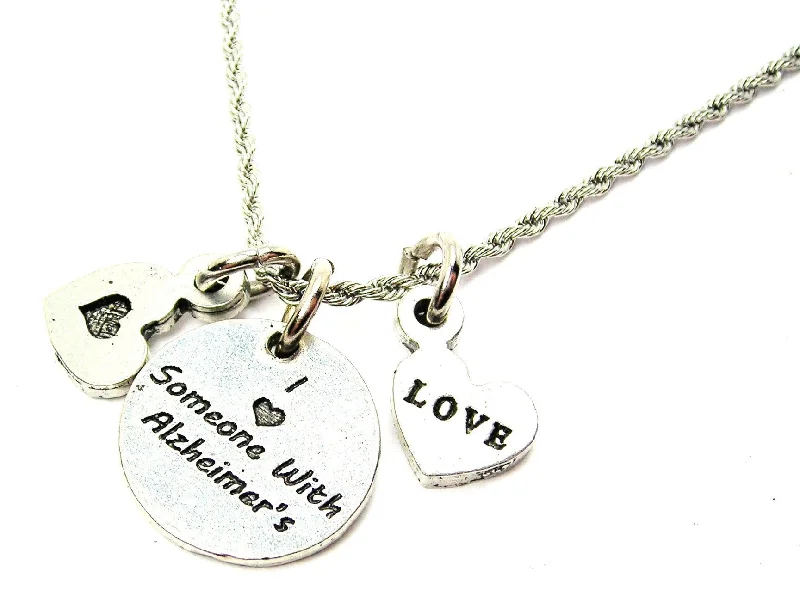 women's necklaces luxury elegance -I Love Someone With Alzheimer's Stainless Steel Rope Chain Necklace