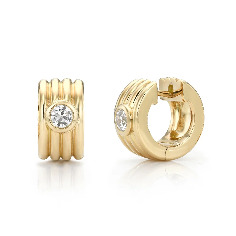 women's earrings modern design -ELENI HUGGIES WITH DIAMONDS