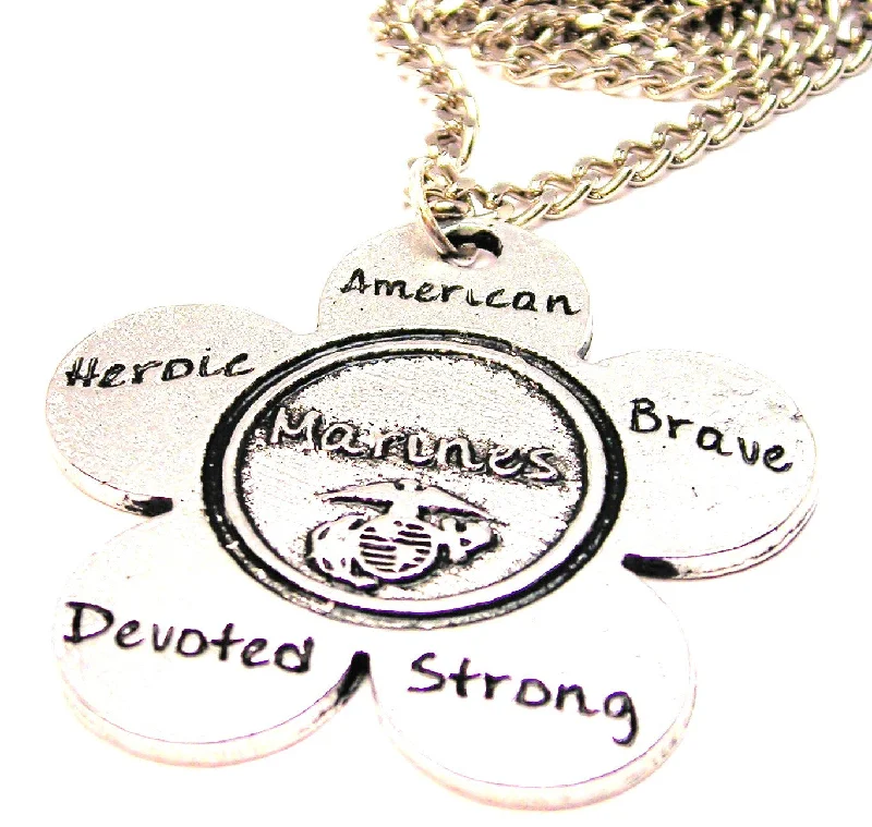 women's necklaces fine jewelry -The Marines Flower Large Single Charm Necklace