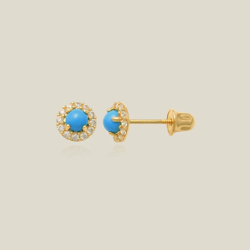 women's earrings eye-catching details -Turquoise Halo Stud Earrings