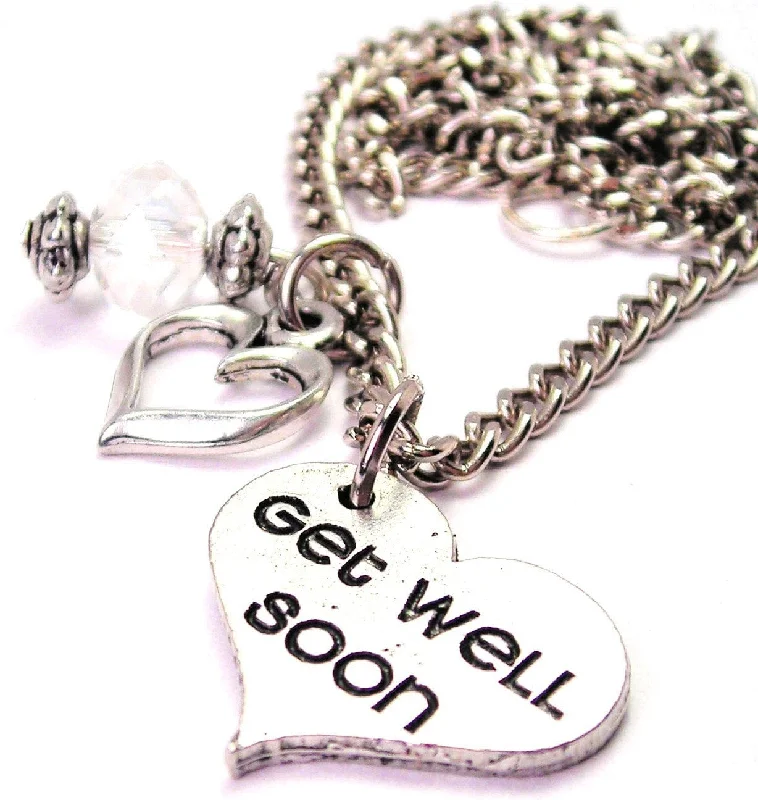 women's necklaces delicate chain -Get Well Soon Heart Necklace with Small Heart