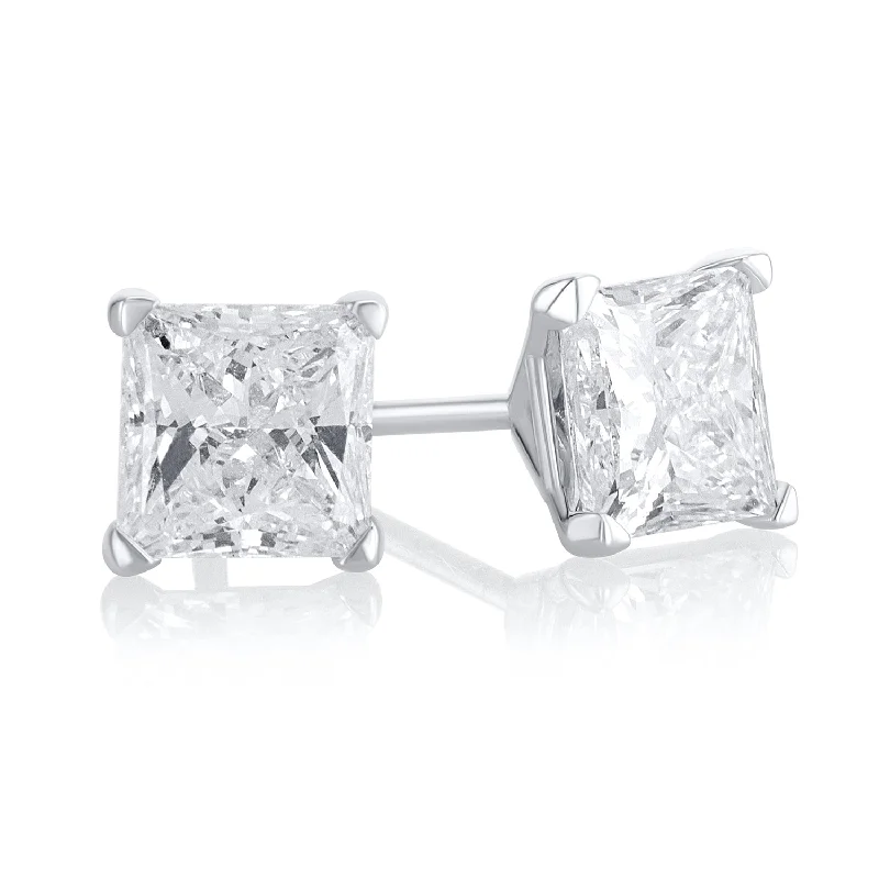 women's earrings baroque style -1.70 Carat Lab Grown 4 Prong Martini Studs in 14k White Gold