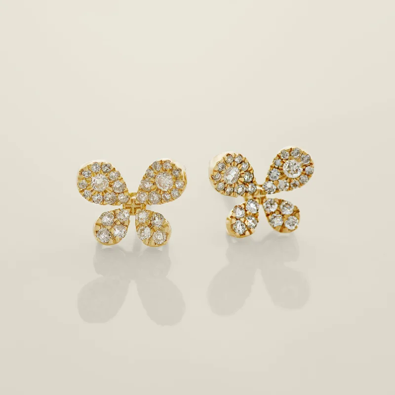 women's earrings bold statement -Diamond Butterfly Stud Earrings