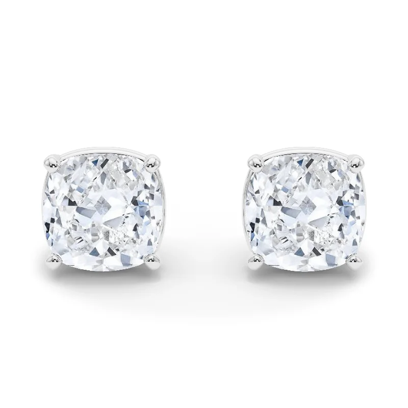 women's earrings gemstone earrings -Men's Cushion Cut Diamond Stud Earrings