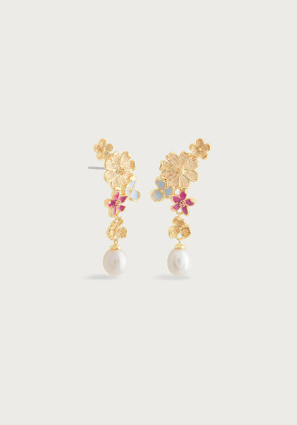 women's earrings with engraved message -Wildflowers Pearl Drop Earrings