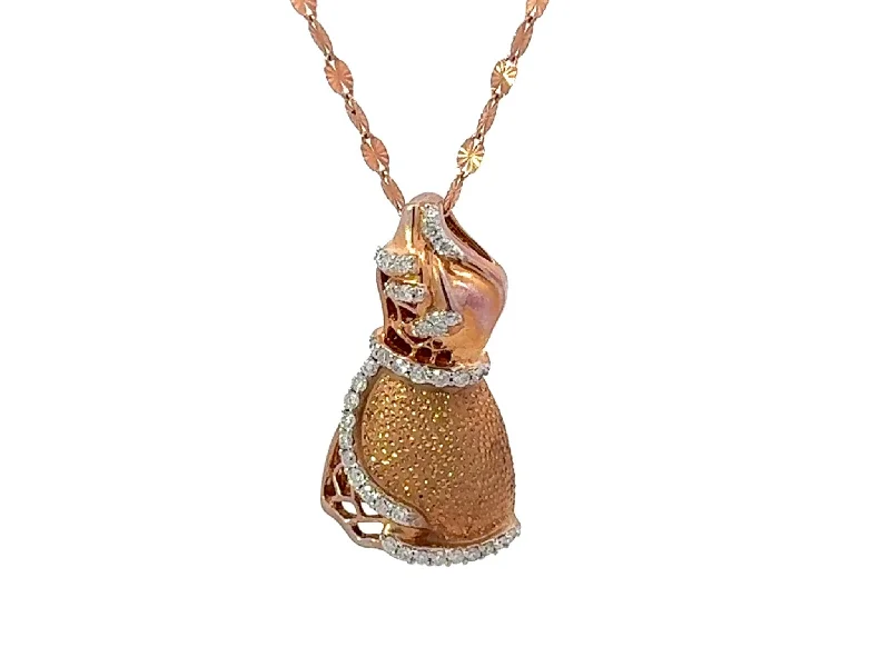 women's necklaces bold and stylish -Diamond Dress Pendant Necklace 18k Rose Gold