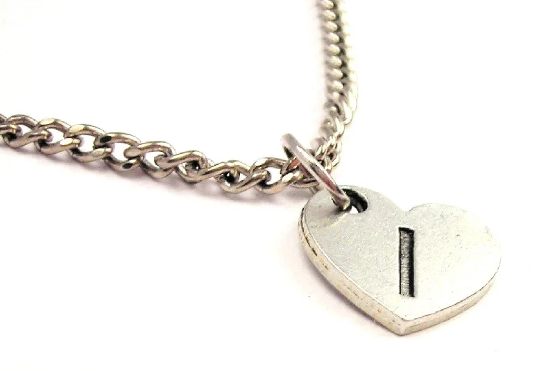 women's necklaces personalized name -Heart Shaped Initial I Single Charm Necklace