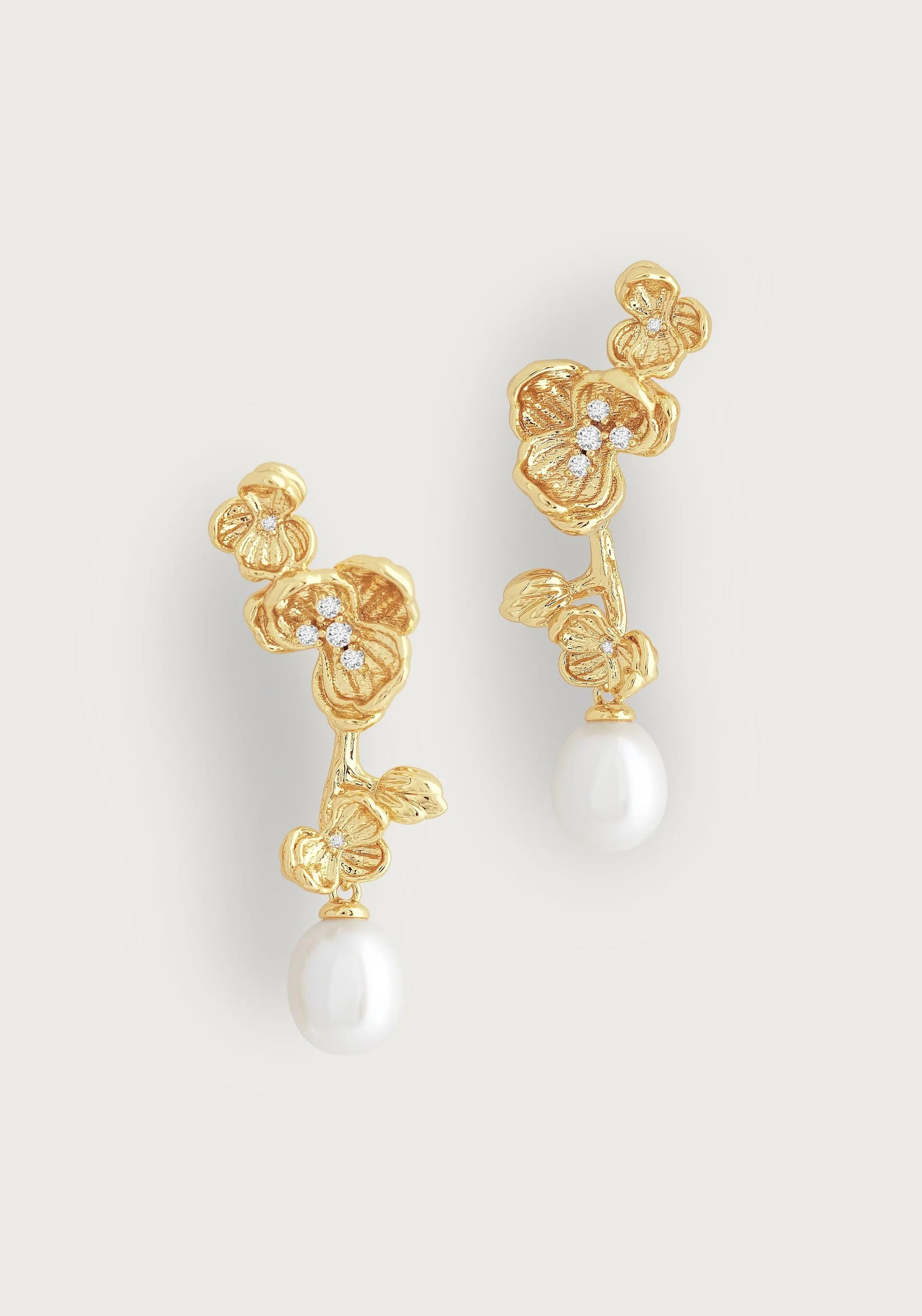 women's earrings modern and sleek -Orchid With Pearl Drop Earrings