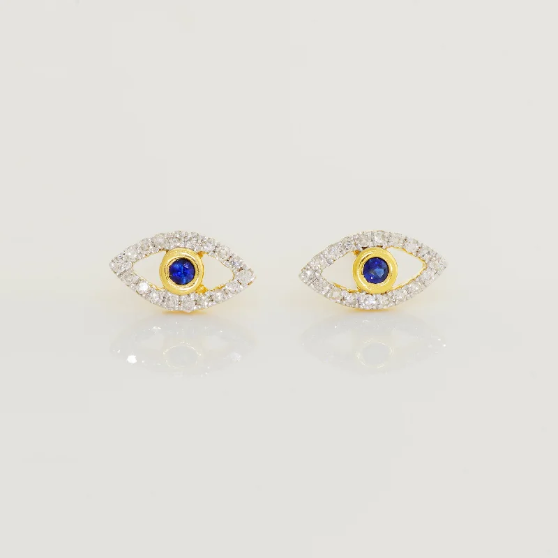 women's earrings gemstone earrings -Diamond  Evil Eye Stud Earrings