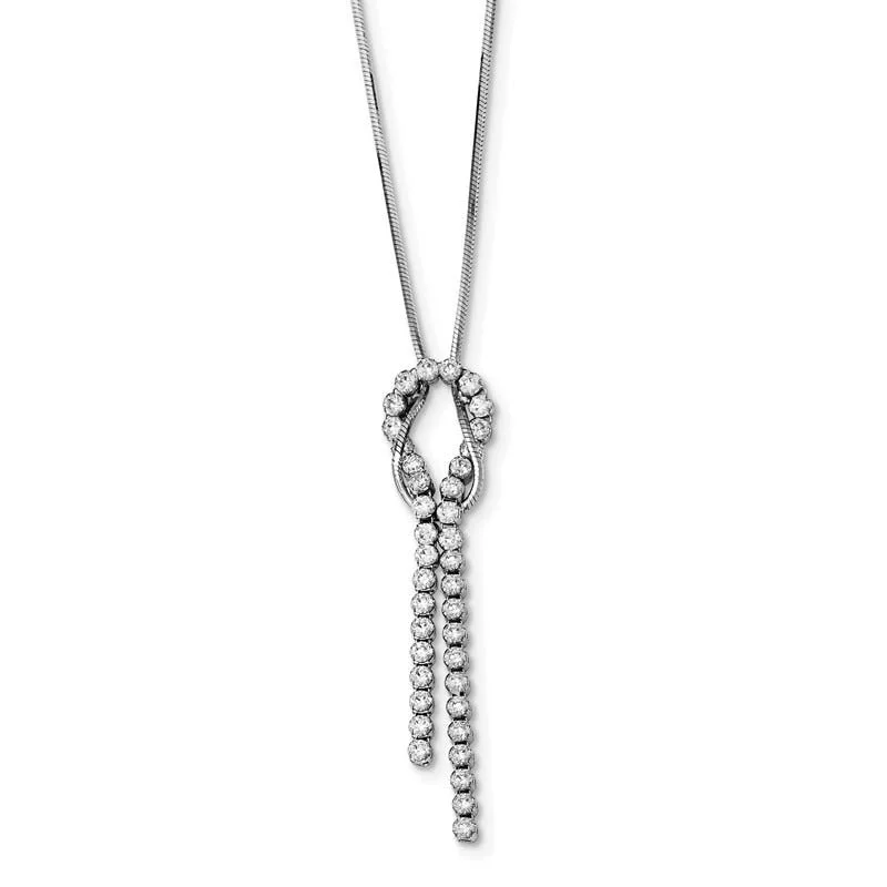 women's necklaces eco-friendly -Sterling Silver Rhodium-plated CZ Knotted Snake Chain Necklace