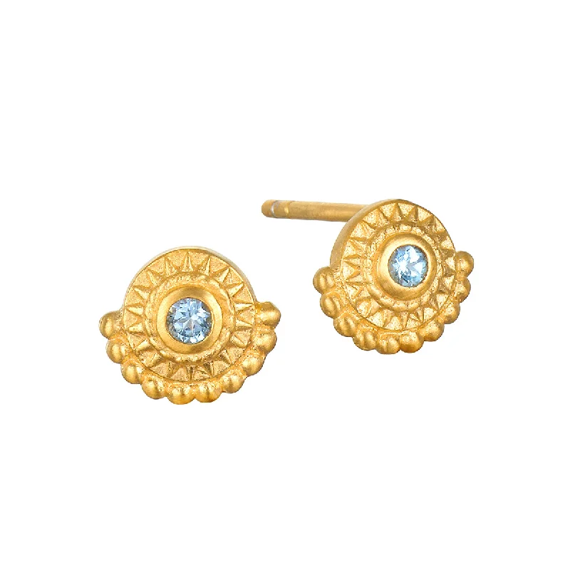 women's earrings with diamond accents -Coming Into Focus Blue Topaz Stud Earrings