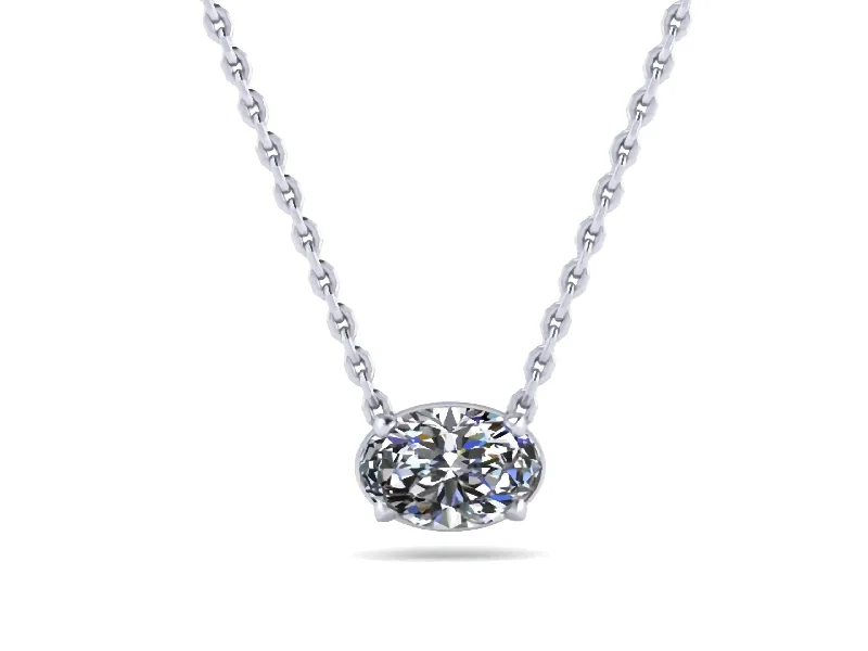 women's necklaces high-end fashion -Radiance Solitaire Oval Lab-Grown Necklace