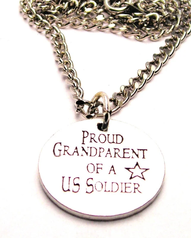 women's necklaces Valentine's Day gift -Proud Grandparent Of A Us Soldier Single Charm Necklace