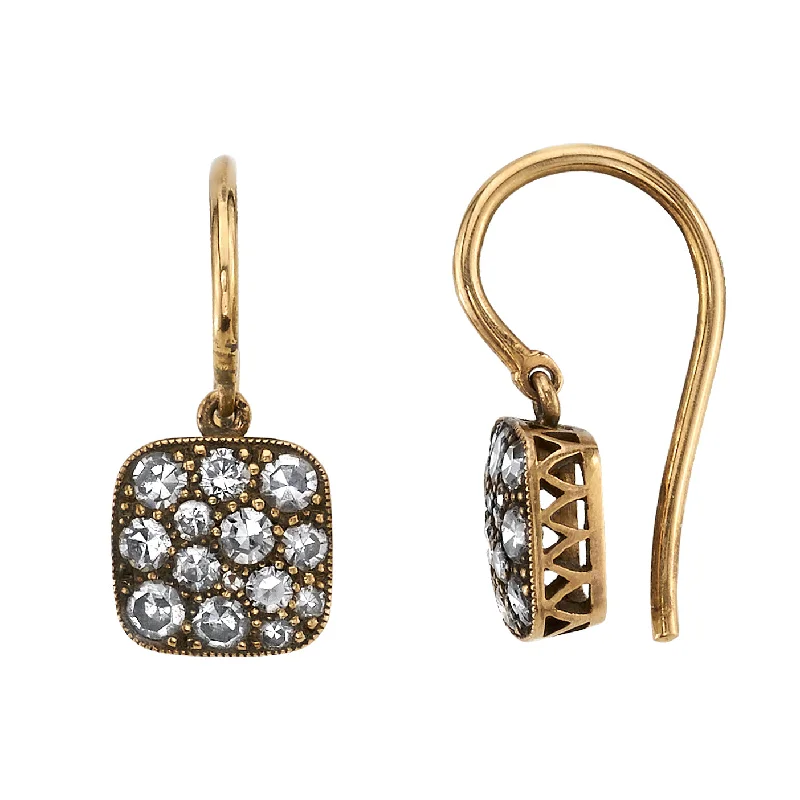 women's earrings royal beauty -SMALL SQUARE COBBLESTONE DROP EARRINGS