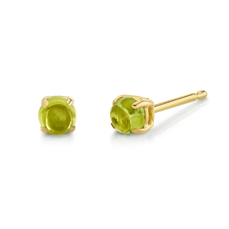 women's earrings floral engraving -Baby Cab Studs - Peridot