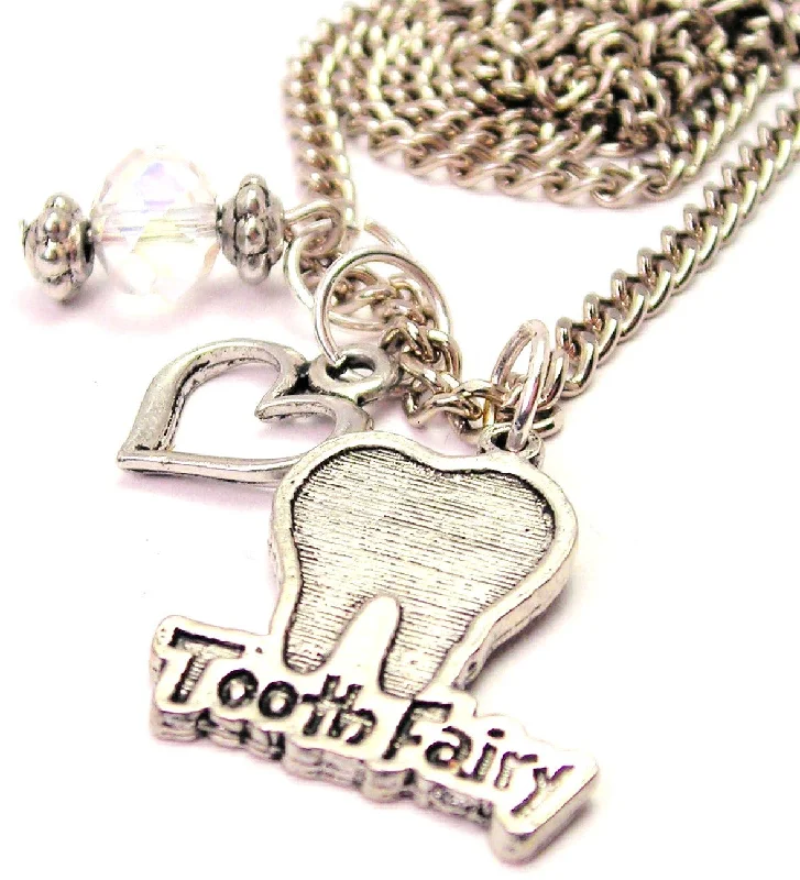 women's necklaces cross pendant -Tooth Fairy Necklace with Small Heart