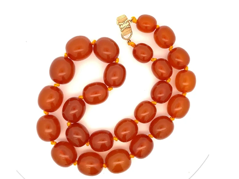 women's necklaces celestial star -Rare Mings Hawaii Large Amber Bead Strand Necklace 23"