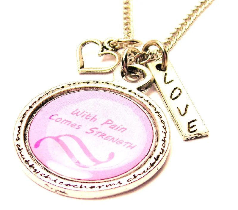 women's necklaces engagement necklace -With Pain Comes Strength Framed Resin Necklace