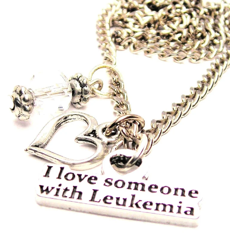 women's necklaces personalized name -I Love Someone With Leukemia Heart And Crystal Necklace