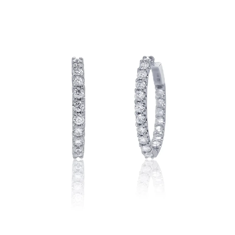 women's earrings premium quality -4.00 Carat Lab Grown Diamond Inside-Out Hoop Earrings 14K White Gold