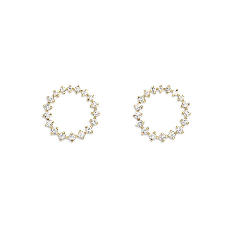 women's earrings pearl earrings -Diamond Wreath Stud Earrings