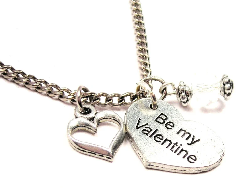 women's necklaces eye-catching beauty -Be My Valentine Heart And Crystal Necklace