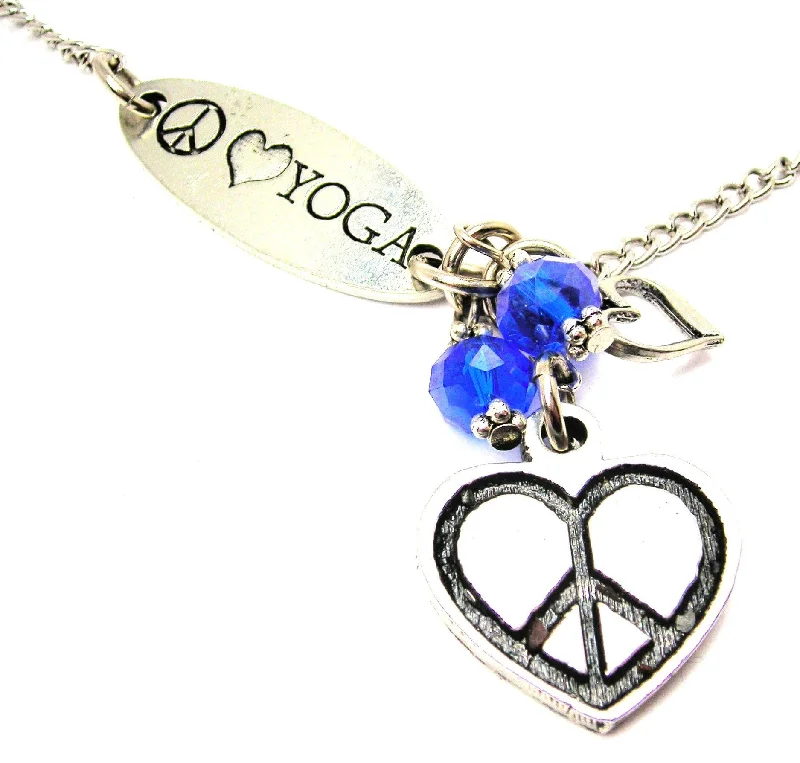 women's necklaces personalized name -Peace Love Yoga And Peace Heart Lariat Necklace