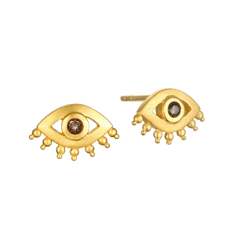 women's earrings bold fashion -Personal Power Evil Eye Smokey Quartz Earrings