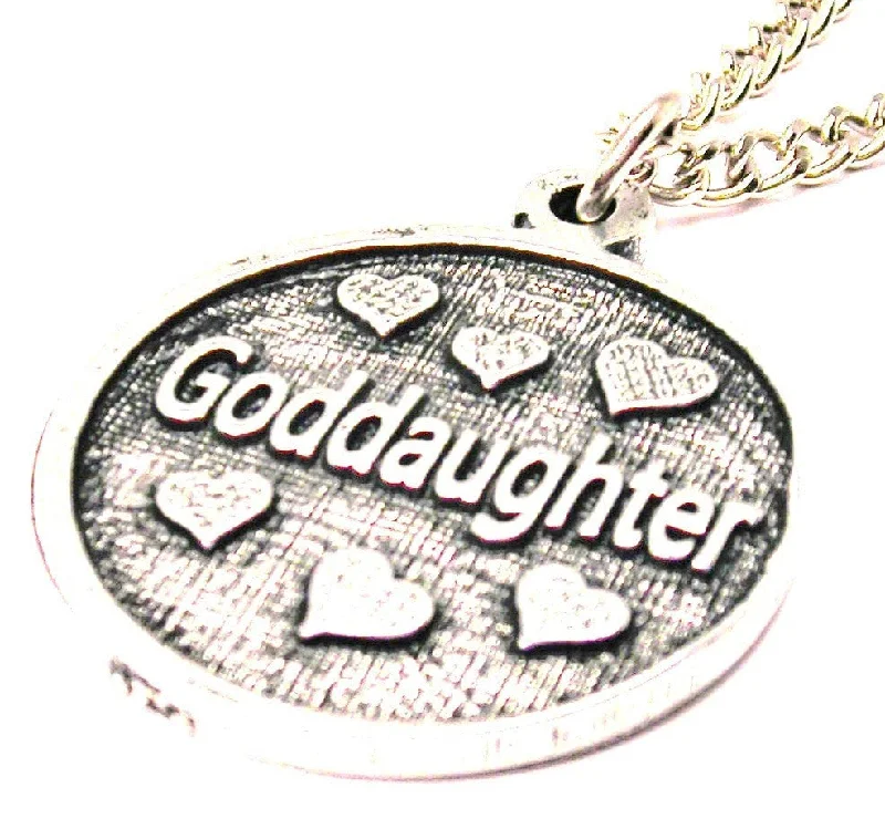 women's necklaces sapphire -Goddaughter With Hearts Circle Single Charm Necklace