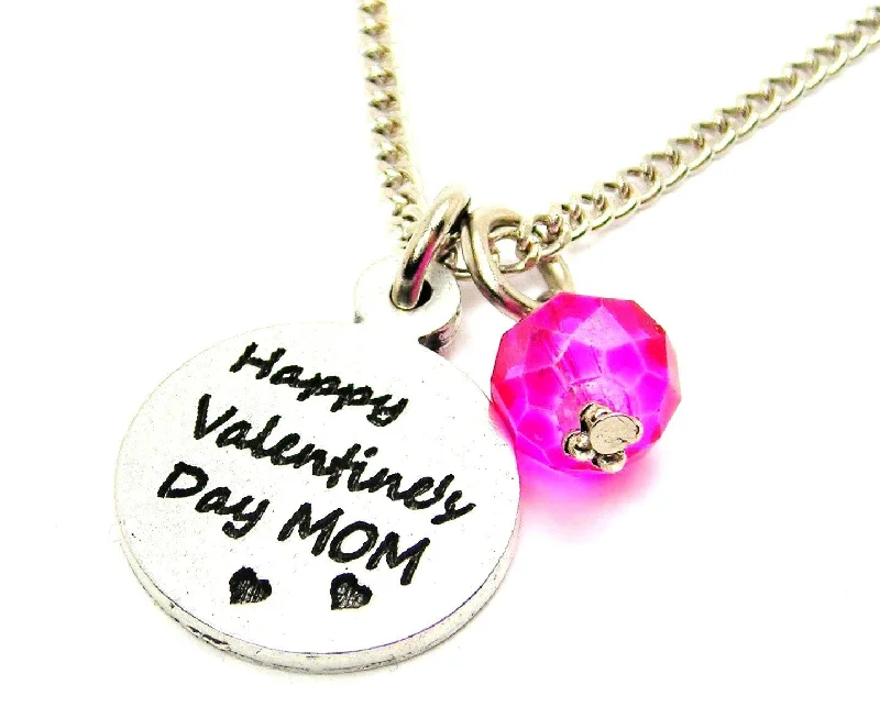 women's necklaces mother of pearl -Happy Valentines Day Mom Single Charm Necklace