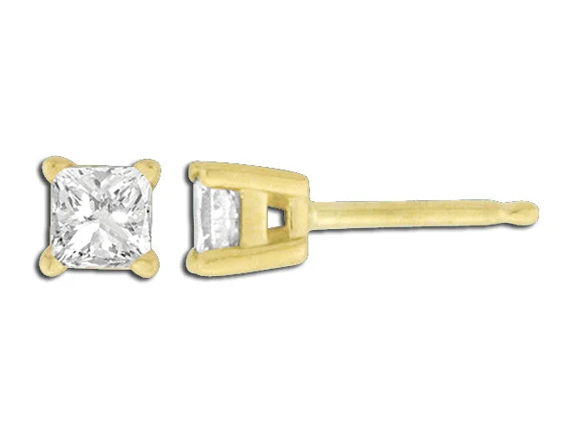 women's earrings with birthstone -14K Yellow Gold Diamond Princess Cut Earrings (1/4ctw)