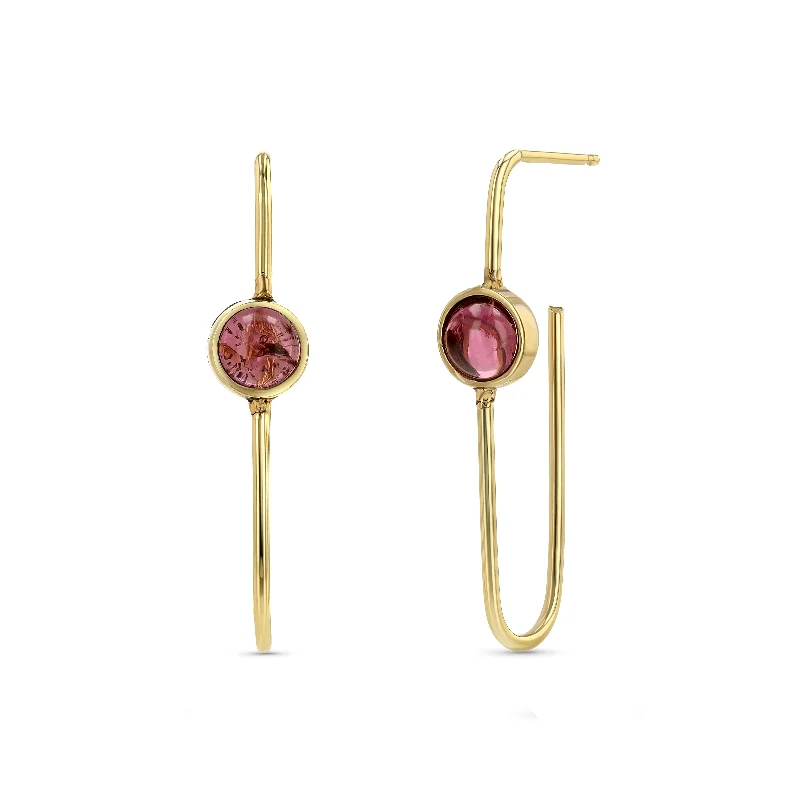 women's earrings with engraved message -Link Lights - Pink Tourmaline