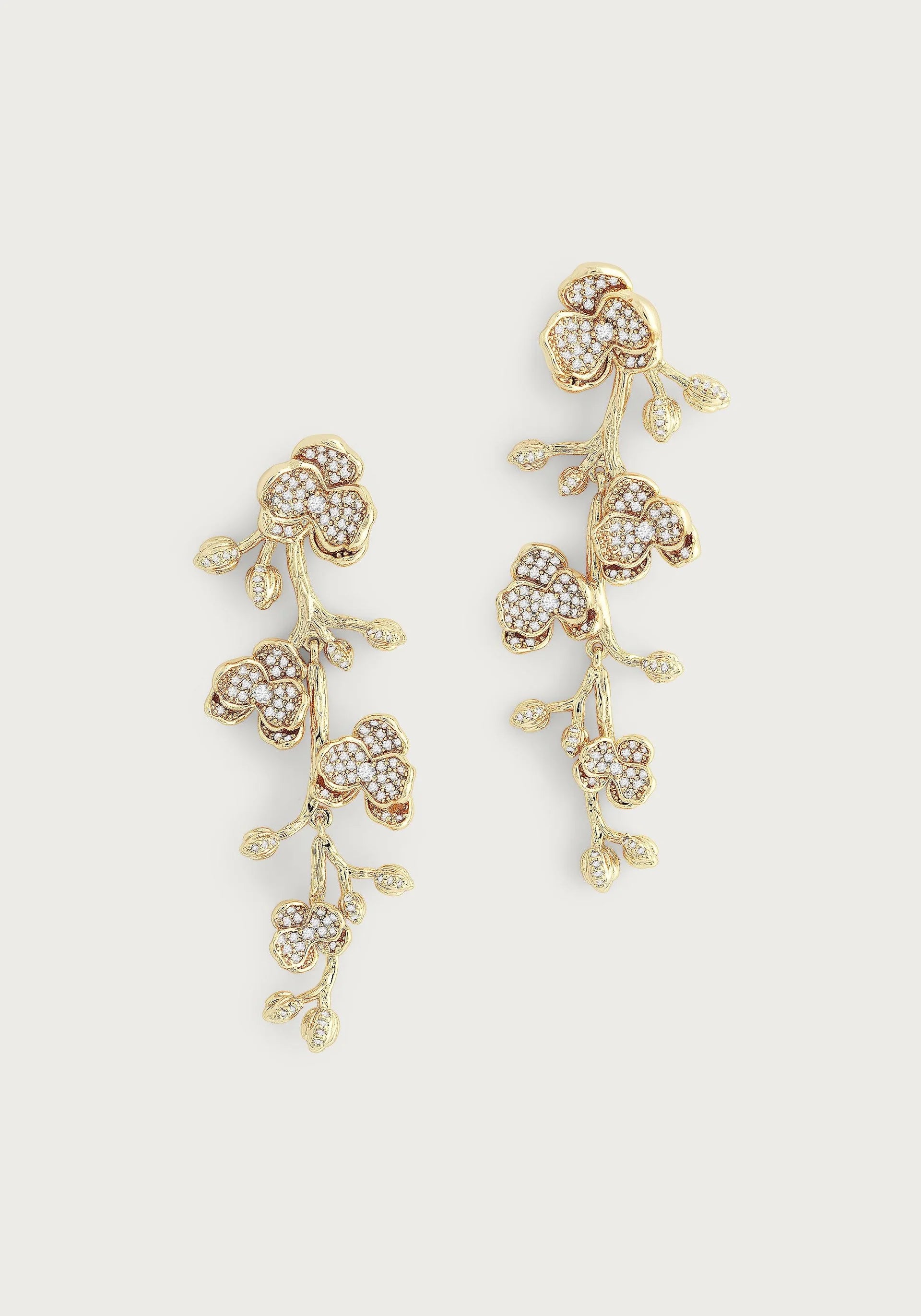 women's earrings lightweight comfort -Orchid Pavé Clear White Dangle Earrings