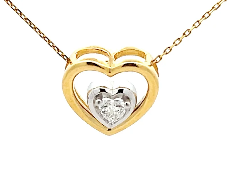 women's necklaces Christmas gift -Heart Diamond Heart Necklace 14k Gold