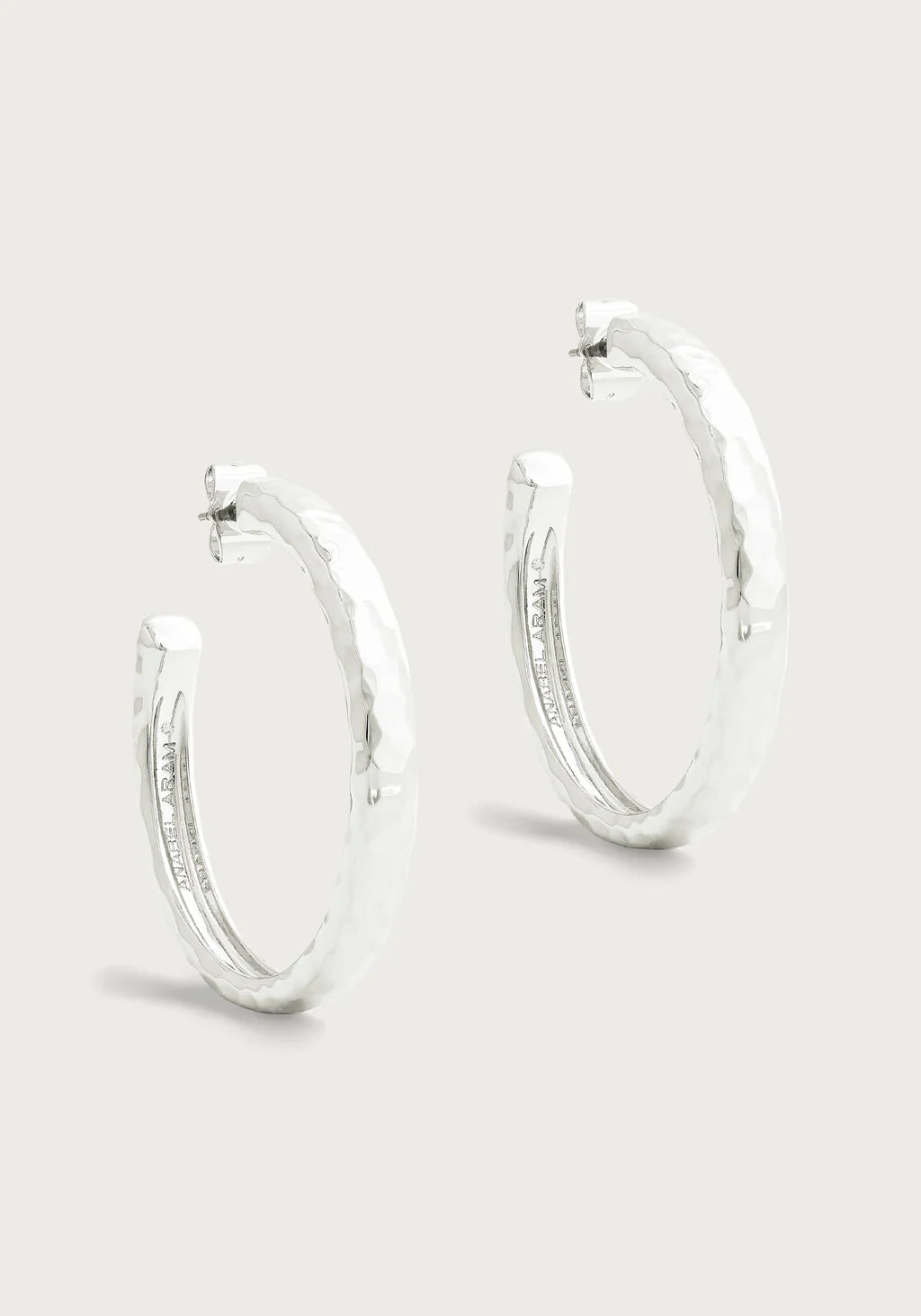 women's earrings handcrafted luxury -Farrier Medium Hoops, Silver