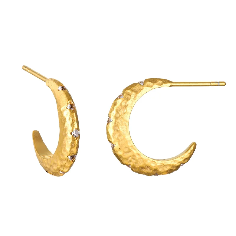 women's earrings infinity design -Kindred Spirits Sparkling Moon Hoops