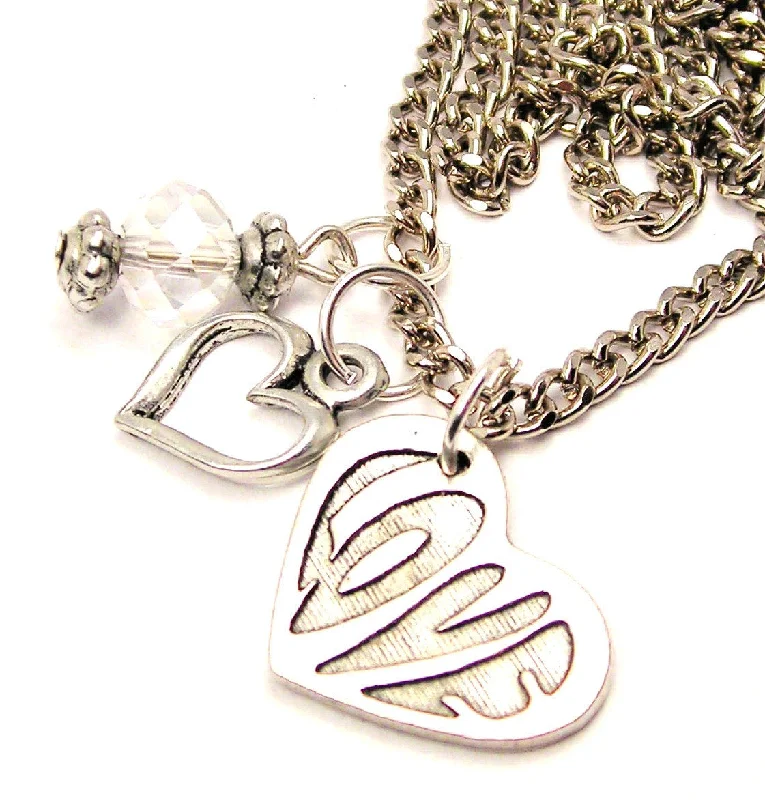 women's necklaces bold statement -Wacky Love Heart Necklace with Small Heart