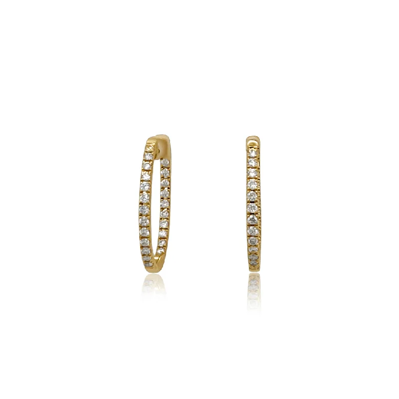 women's earrings antique design -0.51 Carat Oval Shaped Natural Diamond Hoop Earrings in 14K Yellow Gold