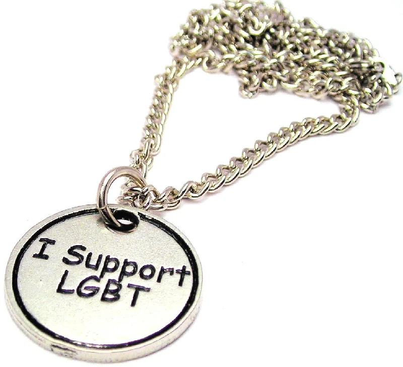 women's necklaces vintage gold -I Support LGBT Single Charm Necklace