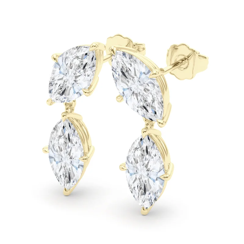 women's earrings anniversary gift -Twin Marquise Diamond Earrings