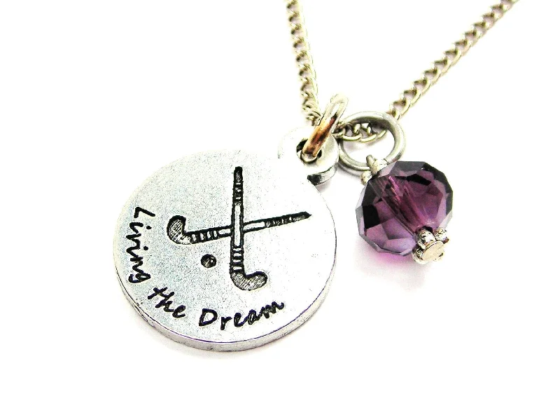 women's necklaces sapphire crystal -Living The Dream Field Hockey Necklace