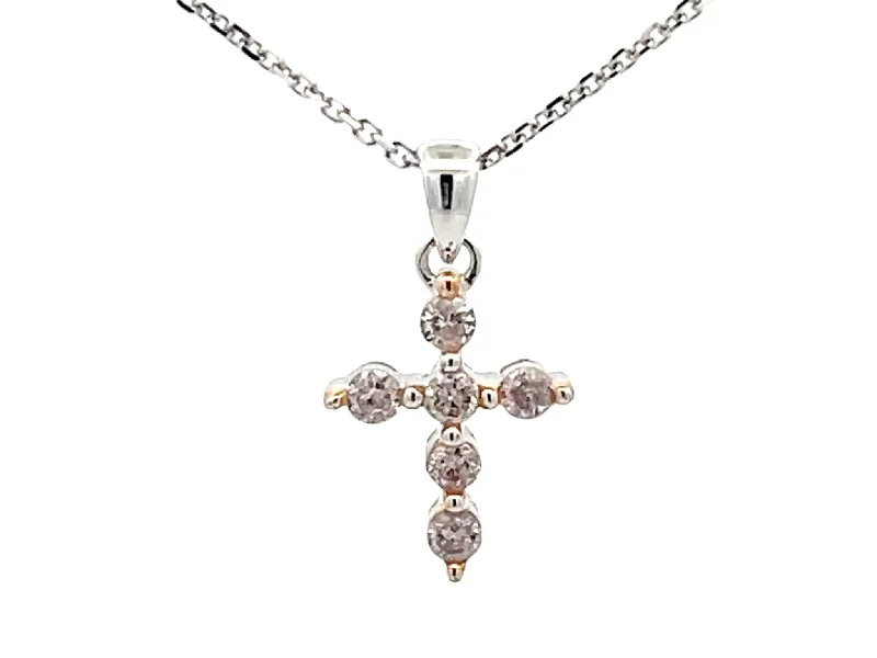 women's necklaces elegant pearls -Small Diamond Cross Necklace 18k White Gold