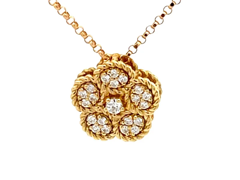 women's necklaces art deco -Roberto Coin Diamond Daisy Necklace in 18k Yellow Gold