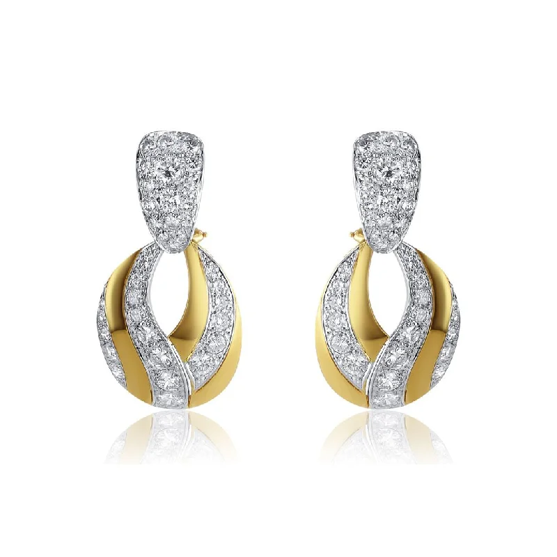 women's earrings with birthstone -6.10 Carat Natural Diamond Swirl Dangle Earrings In 18K Yellow Gold