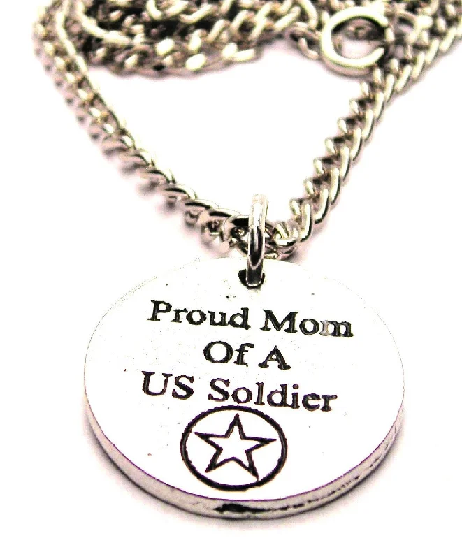 women's necklaces wedding jewelry -Proud Mom Of A Us Soldier Single Charm Necklace