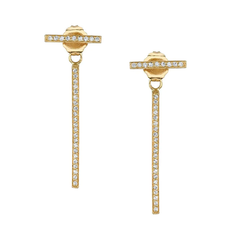 women's earrings radiant shine -Pave Bar Back Studs