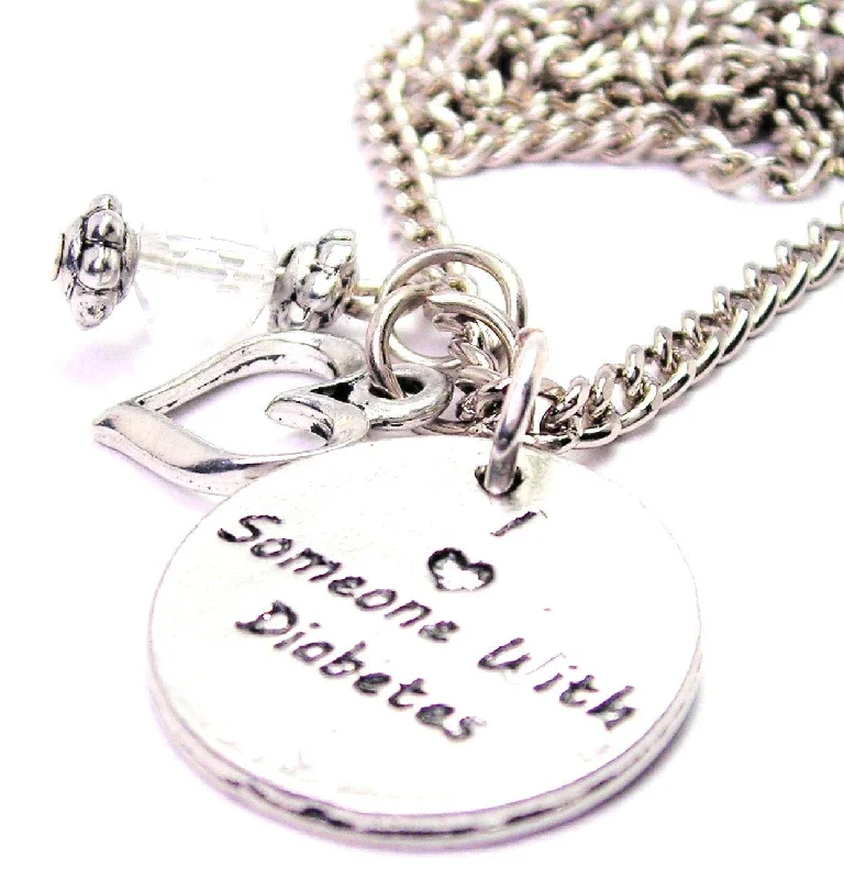 women's necklaces elegant pearls -I Love Someone With Diabetes Heart And Crystal Necklace