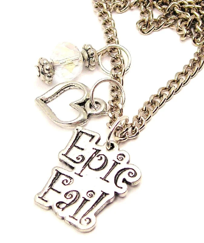 women's necklaces floral engraving -Epic Fail Necklace with Small Heart