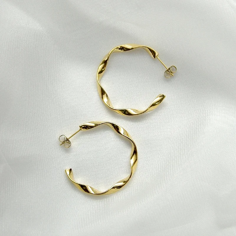 women's earrings minimalist style -Wavy Hoop Earrings